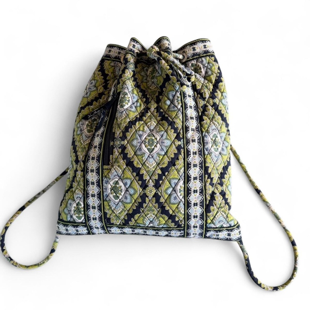 Green and blue Vera Bradley backpack with drawstring Cambridge Style